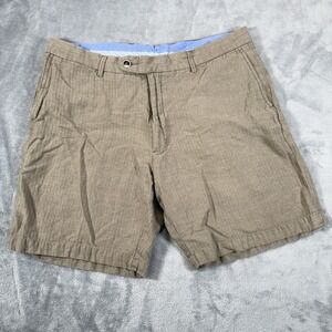 Peter Millar Crown Cool Linen Blend Shorts Men's 36 Golf Chino Tan 7.5" Inseam